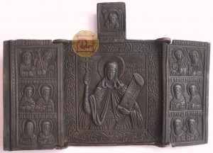 Складень трёхстворчатый:Великомученица Параскева Пятница. Избранные праздники